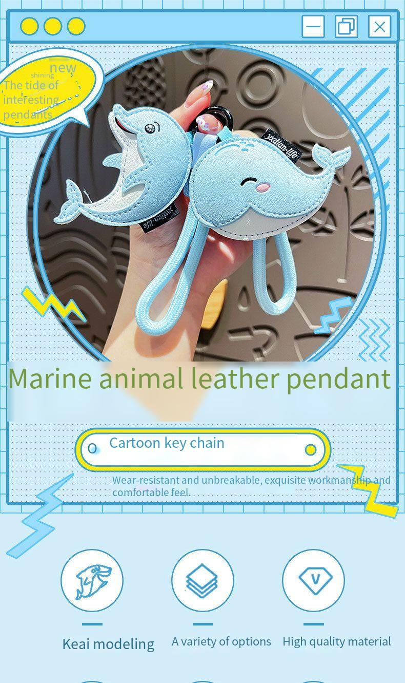 Kreative süße Marine Tier Leder Schlüsselanhänger Cartoon High Sense Whale Shark Paar Tasche Anhänger Geschenk_voghion.com