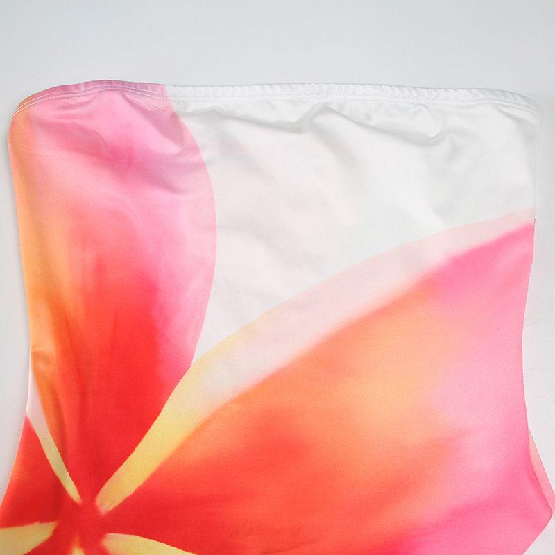 Sexy Vacation Style Printed Contrasting Basic Strapless Skirt, High Waist Slim Fit Dress, Hip Hugging Short Skirt For_voghion.com