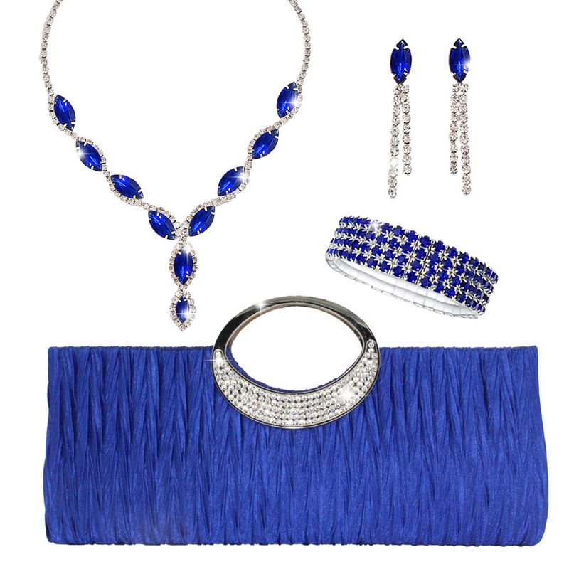 Set di gioielli da donna - Elegante collana con strass, orecchini e bracciale per feste serali, design geometrico, set di collana di lusso con luce rossa/nera/blu_voghion.com