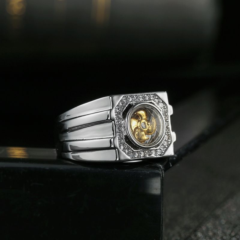 Nuovo anello da uomo Windmill con dominanza e micro zircone intarsiato_voghion.com