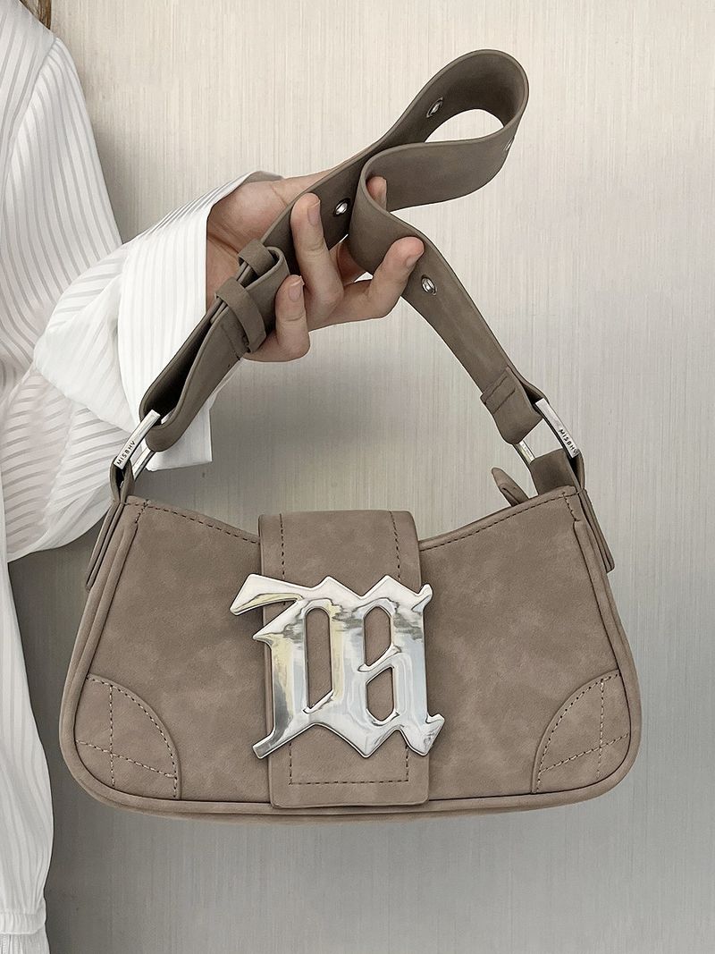 2024 m. rudens/žiemos naujo nišinio dizaino moteriška zomšos odos rankinė ant vieno peties, aštri mergaitiška rankinė pažastims_voghion.com