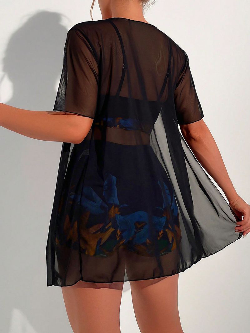 Maillot de bain trois pièces taille haute pour femme_voghion.com