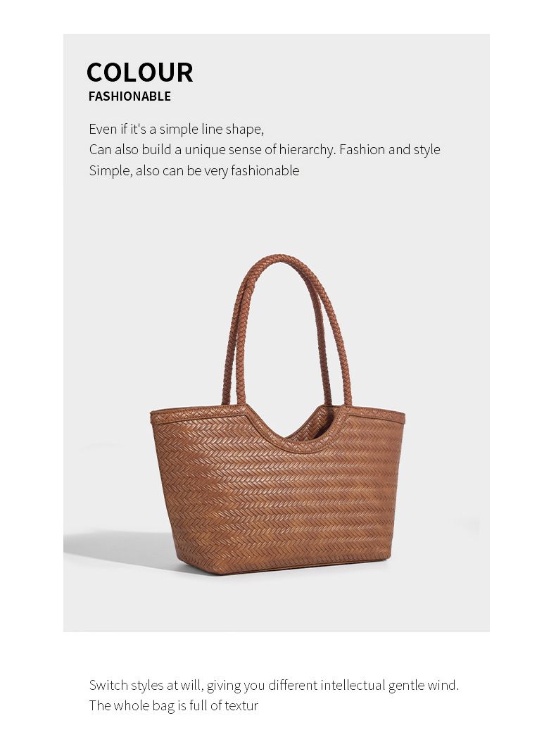 Borsa tote in pelle intrecciata con tasca interna, borsa a tracolla di grande capacità per uso quotidiano, shopping, viaggi - Design marrone chic_voghion.com