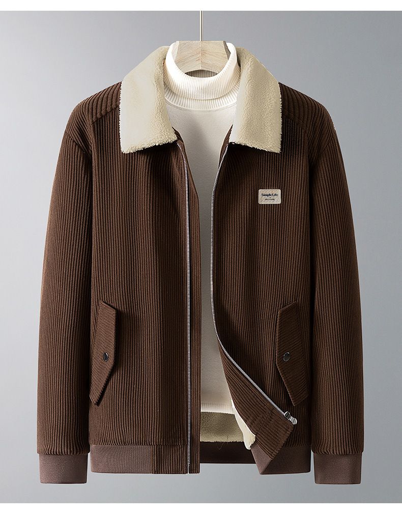 Men's Corduroy Jacket – Winter-Ready Fleece-Lined Bomber (M-5XL, 2 Colors)_voghion.com