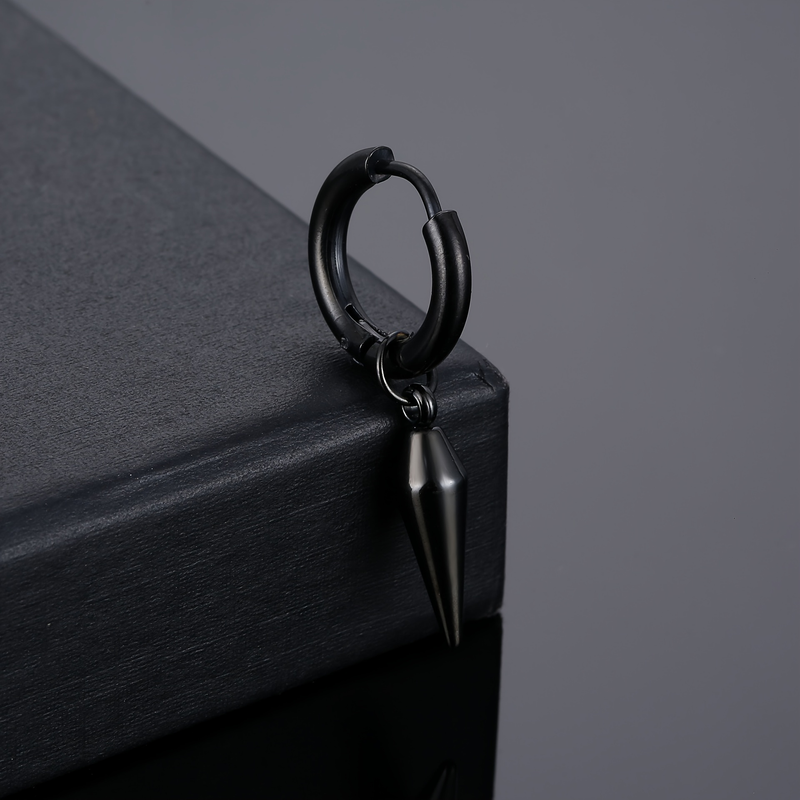 1 pz orecchini a cerchio cono coreano per donna uomo orecchini pendenti in acciaio inossidabile fibbia per l'orecchio piercing gioielli punk rock 3 colori_voghion.com