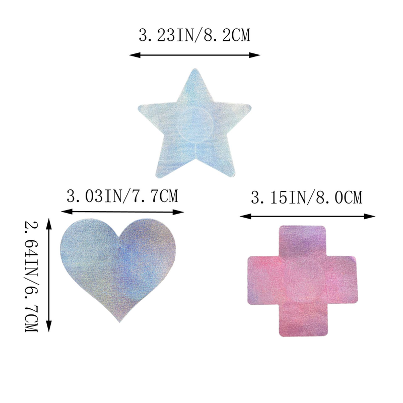 Pink silver heart five-pointed star big cross sexy breast patch one-time breast patch_voghion.com