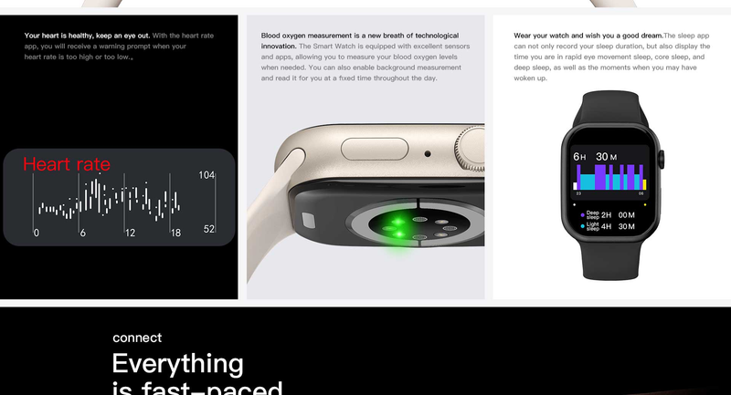 S9 smartwatch, smartwatch voor heren en dames, IP68 waterdicht sporthorloge, geschikt voor Android en iOS_voghion.com