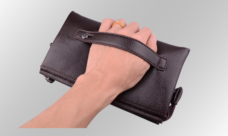 Herr ClutchBag Handväska Mode Herrhandväska Stor Kapacitet Mjuk Läderplånbok Med Dragkedja Mobilväska Dubbel Funktion_voghion.com