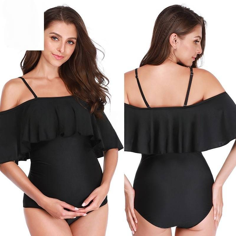 Costume da bagno intero premaman - Taglie forti, sexy e di supporto per la gravidanza, design a tinta unita, comodo per spiaggia e piscina._voghion.com