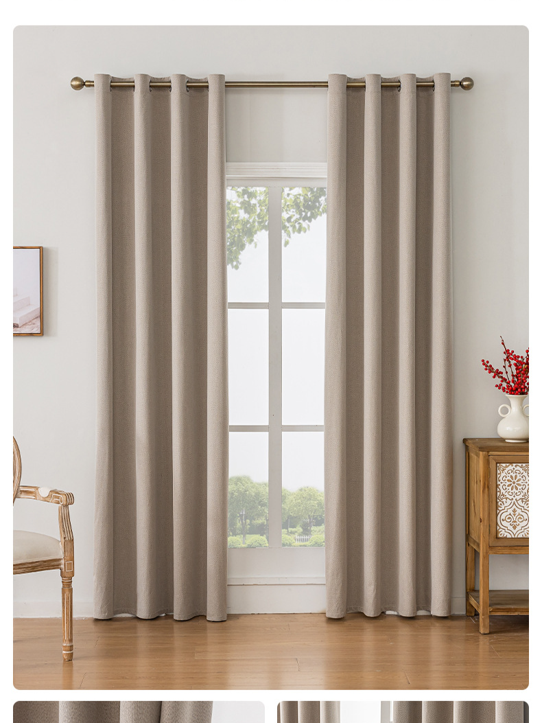 Matte Linen Full Blackout Bedroom Living Room Curtains_voghion.com