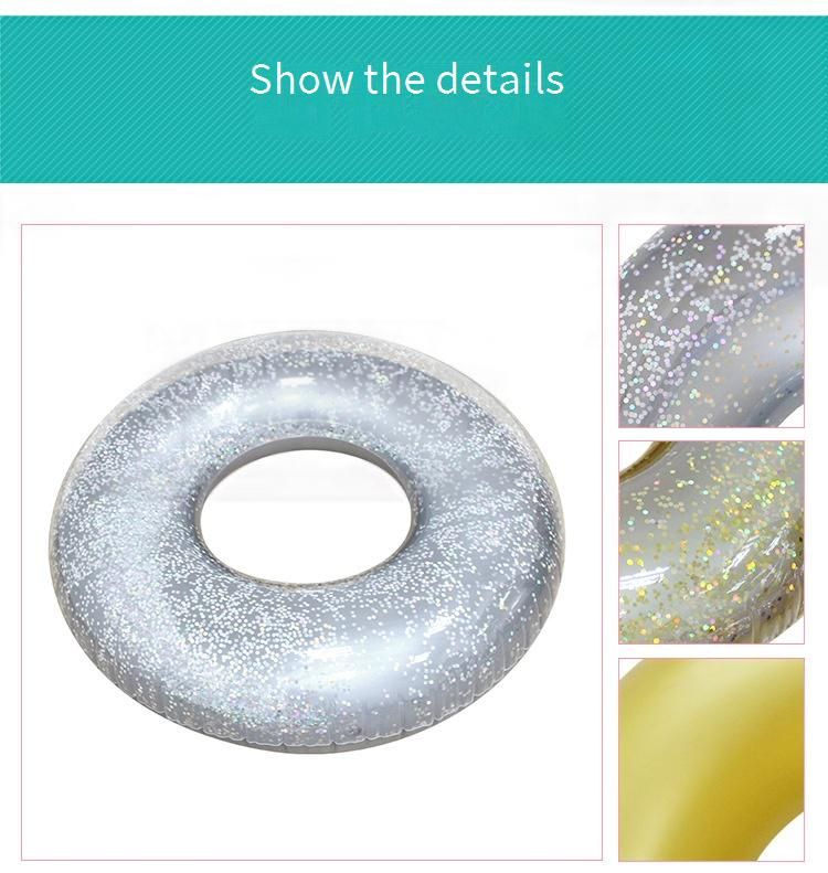 Salvagenti gonfiabili con glitter oro e argento - Galleggianti per piscina sotto le ascelle (Letto galleggiante di lusso in PVC resistente con impugnatura antiscivolo, capacità di 300 libbre)_voghion.com