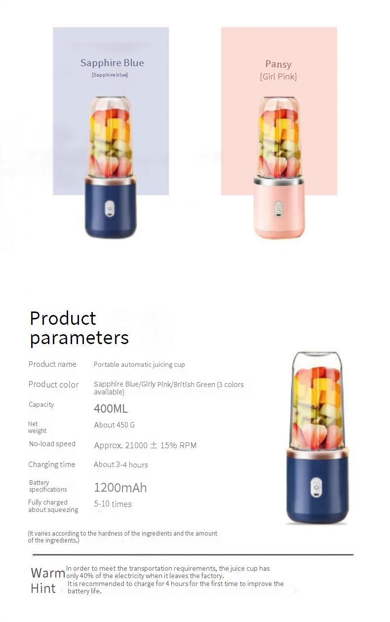 Tragbarer, per USB wiederaufladbarer Entsafter-Mixer – 350 ml Mini-Saftbecher für den Heim- und Studentengebrauch_voghion.com