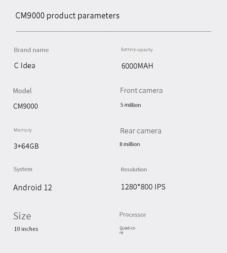 Cidea 10 Zoll Android 12 Tablet mit Dual-SIM-Anrufen, MTK Quad-Core, 3+64 GB, IPS-Bildschirm, GPS, Bluetooth – Grau_voghion.com