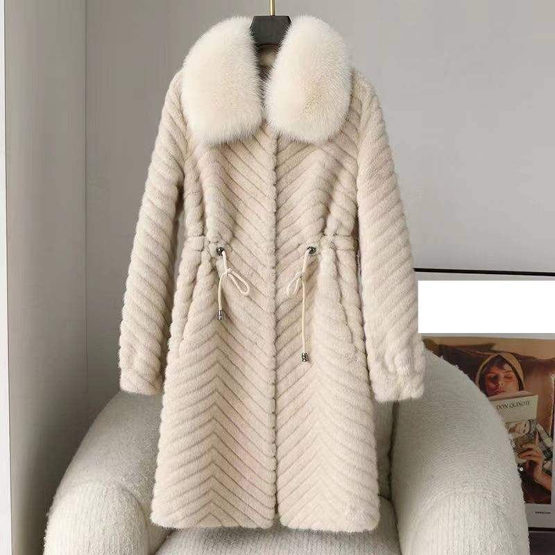 Damenbekleidung Damen Wintermantel aus Kunstnerz, kurze Kapuzenjacke, elegante mittellange Oberbekleidung für Mütter_voghion.com