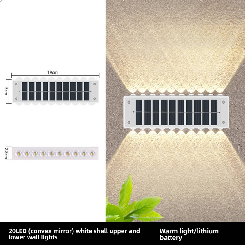 Solar-Wandleuchten für den Außenbereich, wasserdicht, Garten-Villa-Zaunbeleuchtung, LED-solarbetriebene Landschaftsleuchten für Hof, Terrasse, Balkon, Warmweiß/Kaltweiß_voghion.com