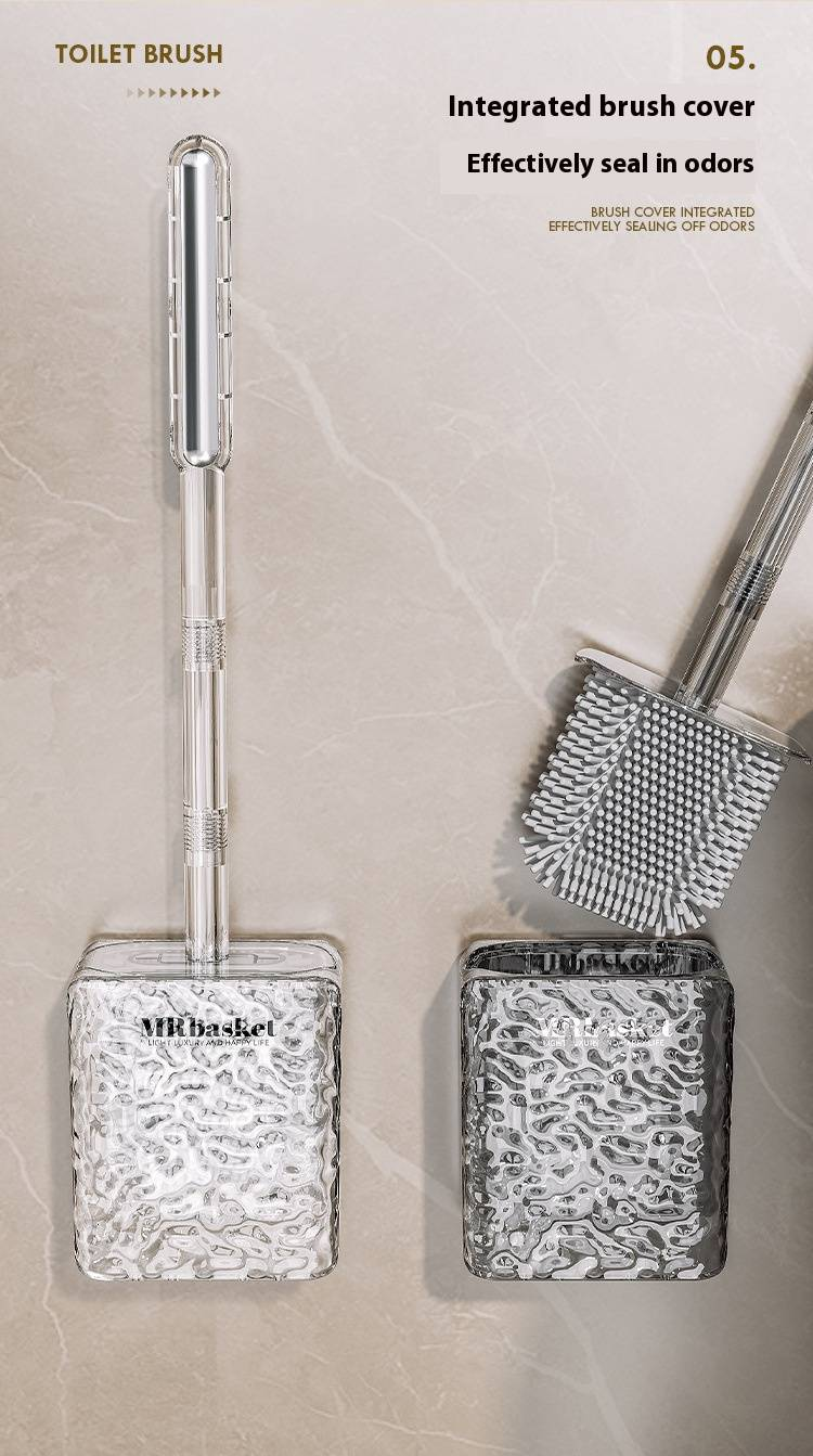 Plastic Toilet Brush With Wall Mount Holder – Lightweight Bathroom Cleaning Tool, Non-Scratch Bristles, Space-Saving Design_voghion.com