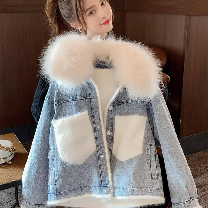 Giacca oversize in denim Sherpa da donna – Cappotto foderato in pile in stile coreano – Capispalla invernale streetwear (S-2XL)_voghion.com
