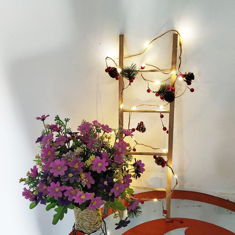 Guirnalda de luces LED navideñas artesanales con forma de piña, 20/30 bombillas de color blanco cálido, 2 m/3 m, para decoración interior y exterior, para el hogar, fiestas, ventanas, árboles, etc._voghion.com