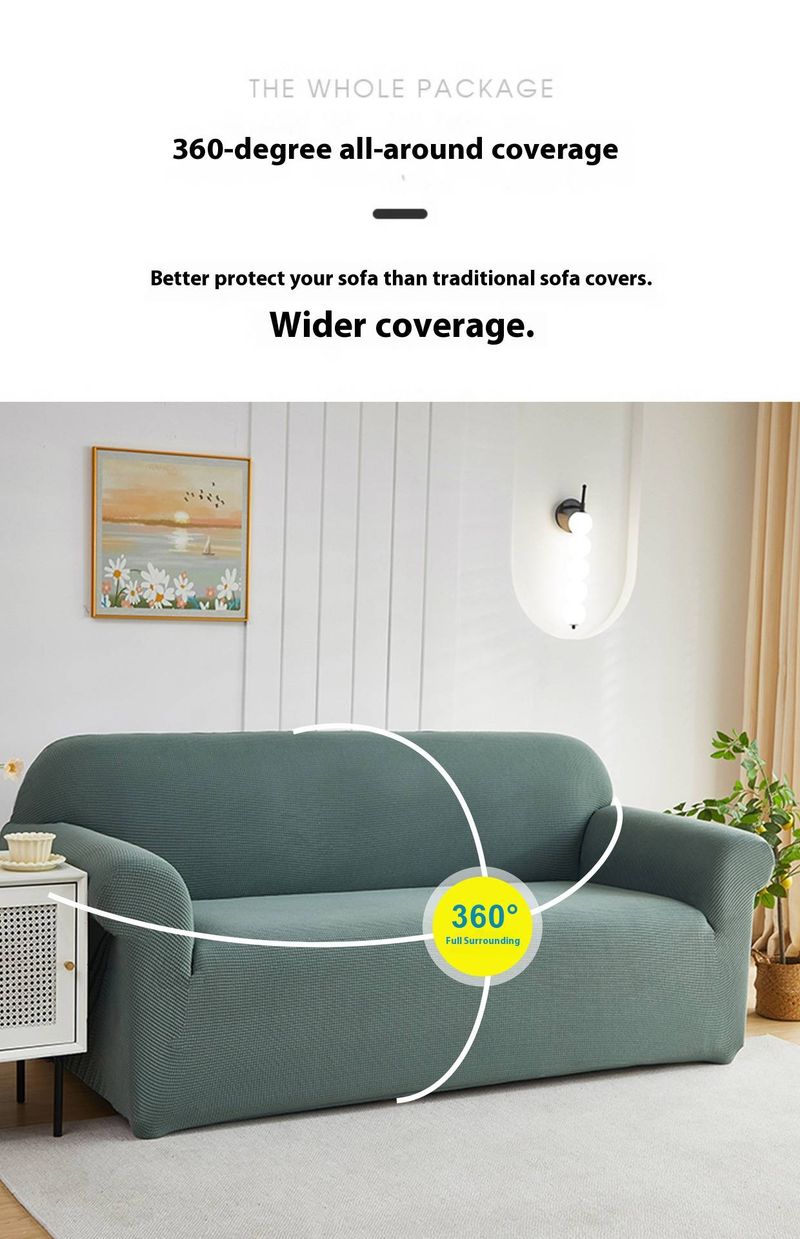 Stretchable Waterproof Sofa Cover Full Elastic Slipcover For 1-4 Seater Couch, Anti-Slip Corn Grain Texture, Solid Color Sofa Protector_voghion.com