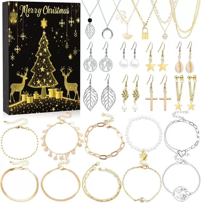Christmas Advent Calendar Jewelry Set – Festive Charm Bracelet & Pendant Blind Box With Holiday-Themed Beads, Perfect For Gifting And Countdown_voghion.com