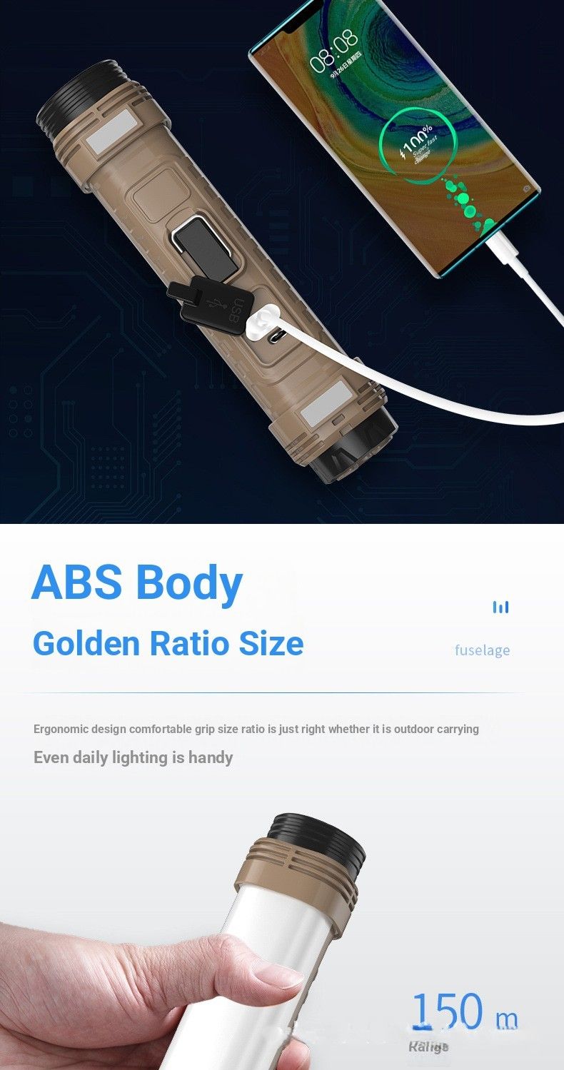 Multipurpose Outdoor Multifunctional Camping USB Flashlight COB Strong Light Strip Magnet Repair LED Lighting_voghion.com