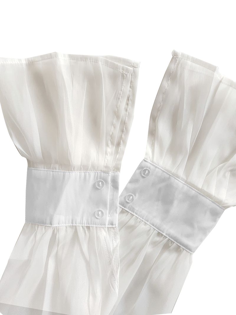 Chemisier à manches lanternes pour femme – Chemise oversize transparente en polyester | Fluide et féminine, idéale pour le bureau et les rendez-vous galants._voghion.com