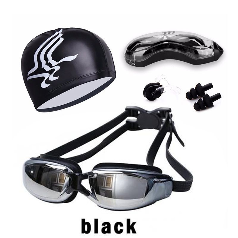 Ochelari de înot, cască de înot, dopuri de urechi, impermeabile HD, cadru mare anti-aburire, pentru bărbați și femei, echipament de înot, ochelari de protecție_voghion.com