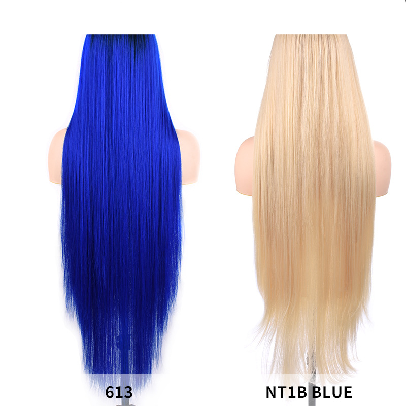 Xuchang Rebecca vendita calda fibra chimica anteriore pizzo copricapo femminile parrucca capelli lisci lunghi capelli sintetici_voghion.com