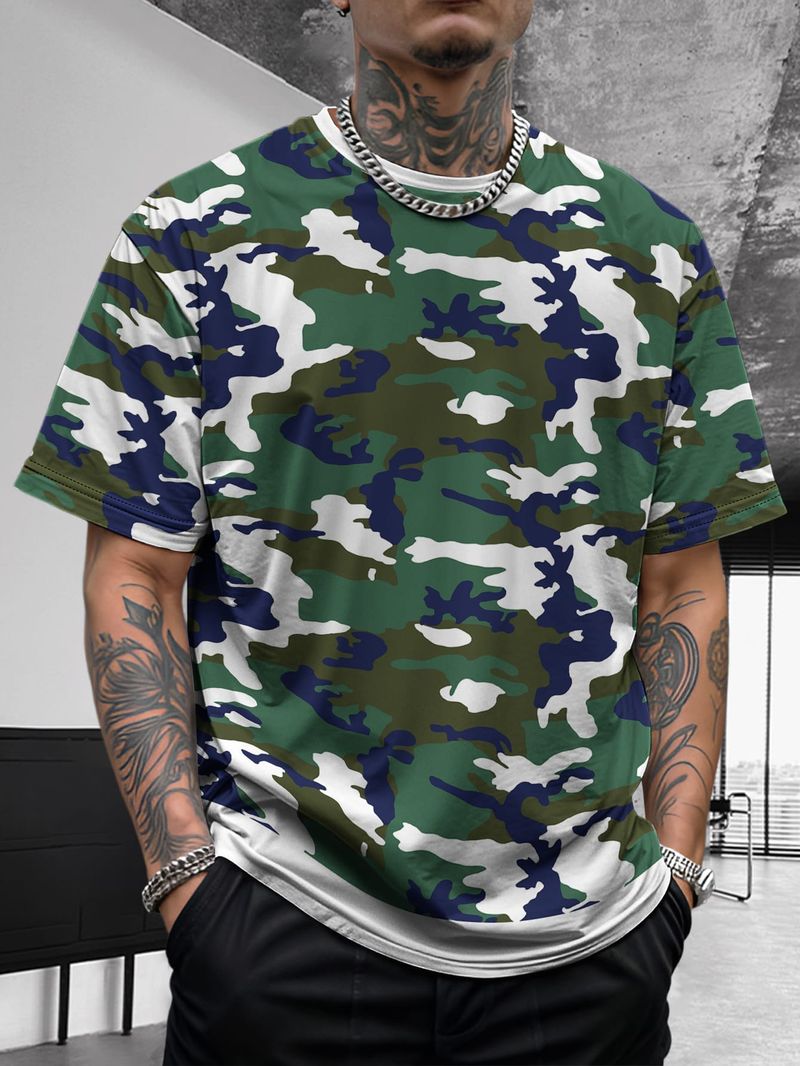 Sommer Neue männer Camouflage Camouflage Mode Schöne Fitness Vielseitig Atmungsaktive Kurzarm_voghion.com