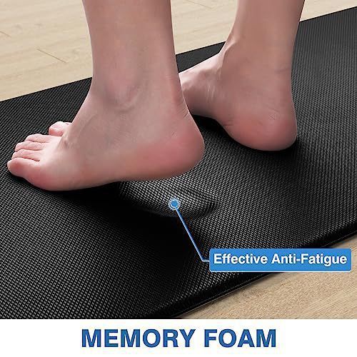 Anti-Fatigue Kitchen Mat - Non-Slip Floor Cushion For Standing (Memory Foam Waterproof Easy Clean 24"X36" Grey/Black)_voghion.com