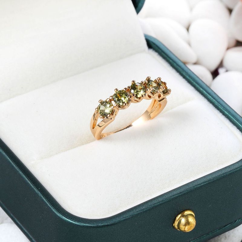 Frauen Zirkon Neue Stil Ring Eine Reihe Beliebte Hand Kreative Olive Grün Schmuck_voghion.com