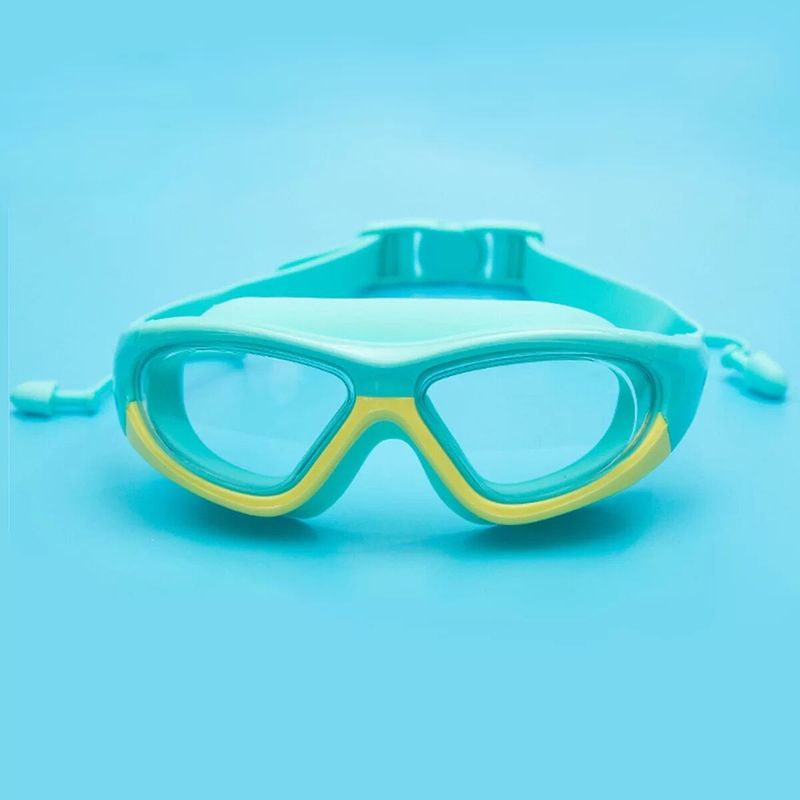 Gafas de natación antivaho con montura grande y tapones para los oídos para niños y niñas_voghion.com