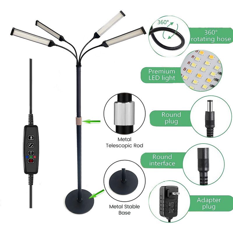 Lampada per la crescita delle piante a LED 12V Luce di riempimento Temporizzazione di oscuramento Sollevamento Spettro completo Pianta verde per piantine Luce solare_voghion.com