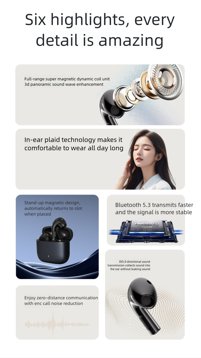 New Private Model Wireless G13PRO 5.4 High-Quality Sound Noise Cancelling Semi-In-Ear Bluetooth Earphones_voghion.com