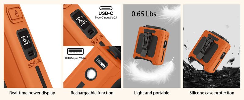 10000mAh Wearable Neck With SOS Light 40H Personal Air Cooler 5 Speeds Waist Fan For Outdoor Sport Travel Camping_voghion.com