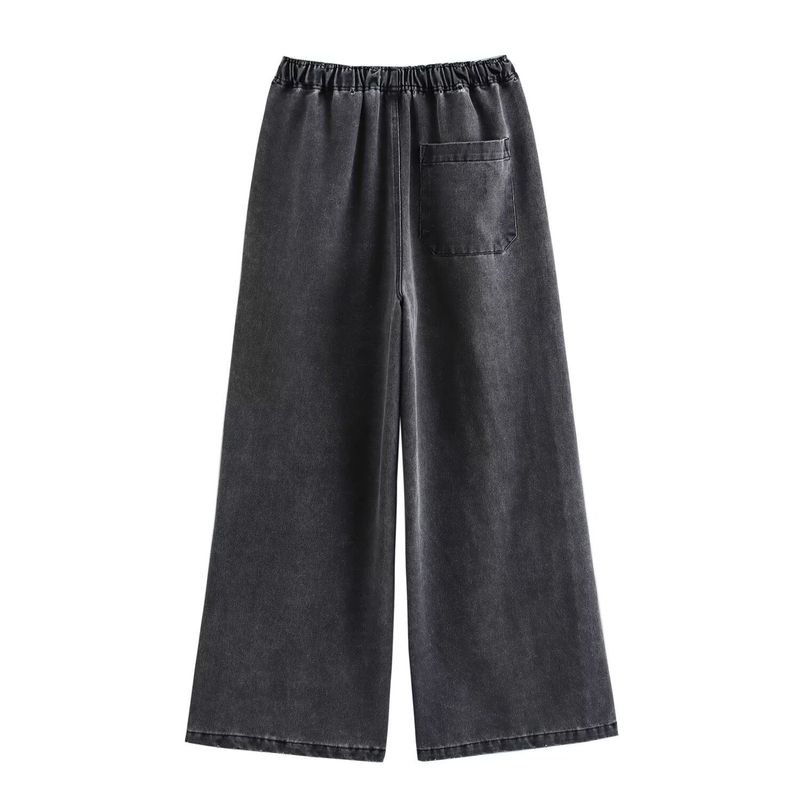 Women's Clothing Street Fashion Straight Pants Suit Tops Denim Casual Wear_voghion.com