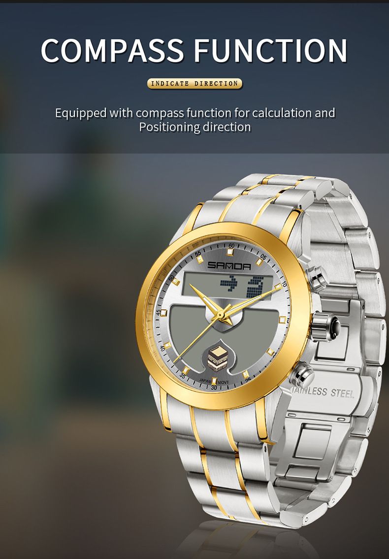 Men's Digital Analog Watch With Luminous Display, Multifunction, Water Resistant, Business & Sport Style Multi Function Electronic Watch Waterproof_voghion.com
