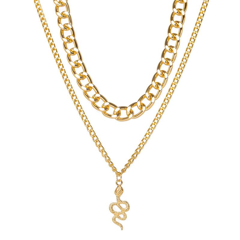 Nouveau collier pendentif en forme de serpent avec chaîne de clavicule_voghion.com