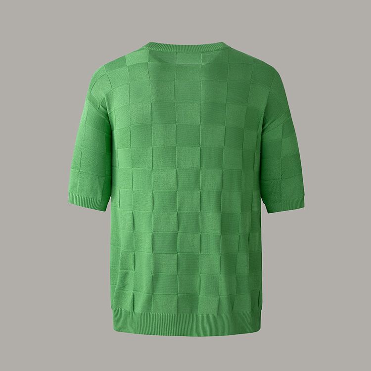 Maglione lavorato a maglia da uomo e da donna dalla vestibilità comoda (100% viscosa, scollo rotondo, manica lunga, orlo a coste, motivo a quadri classico, casual e comodo)_voghion.com