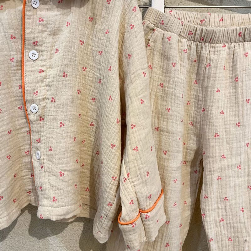 Pijamas para niños, conjunto de manga larga de gasa de algodón para primavera y otoño para niñas y niños, ropa para el hogar_voghion.com