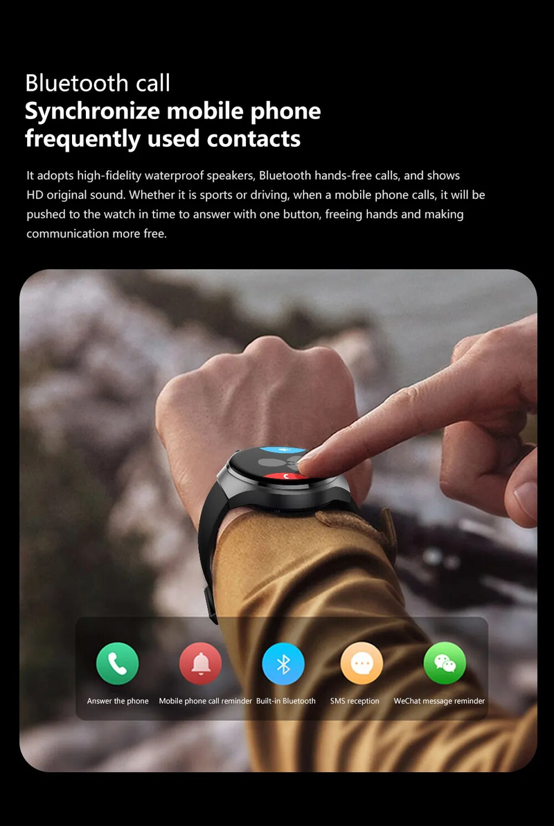 2023-as új okosórák férfi GT4 Pro 360*360 HD képernyős pulzusszám Bluetooth hívás IP68 vízálló NFC okosóra Huaweihez_voghion.com
