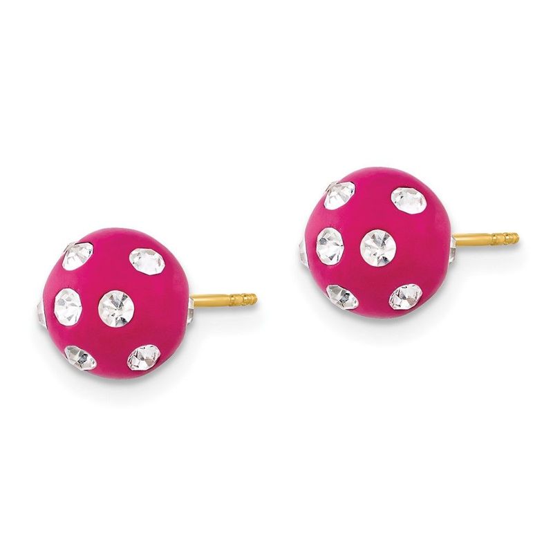 14ky Crystal Fuchsia 8mm Post Earrings_voghion.com