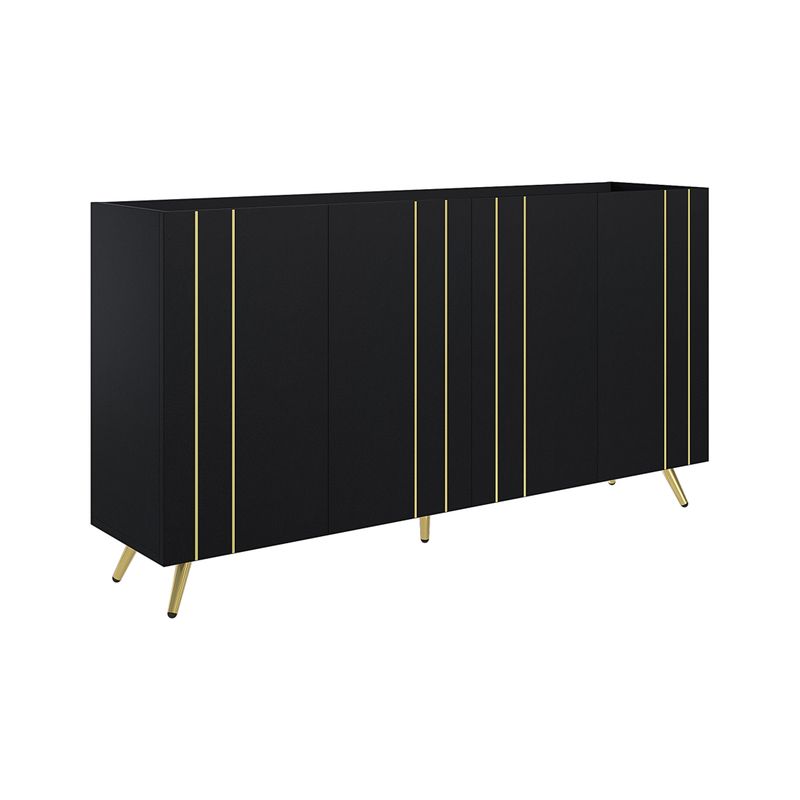 Beistellschrank Hochschrank Mit Verstellbaren Böden, Goldene Metallstreifen_voghion.com