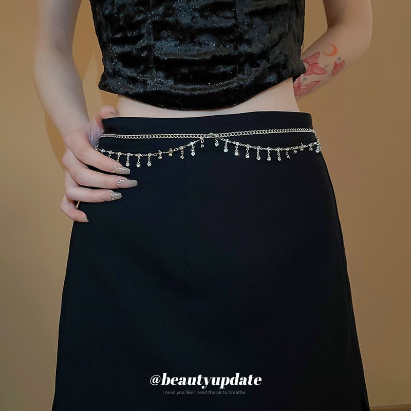 Diamantbesetzte Quaste Doppelschicht-Taille High-End-Lichtgefühl Luxus-Temperament Körperkette Nische Pendeln Neu_voghion.com