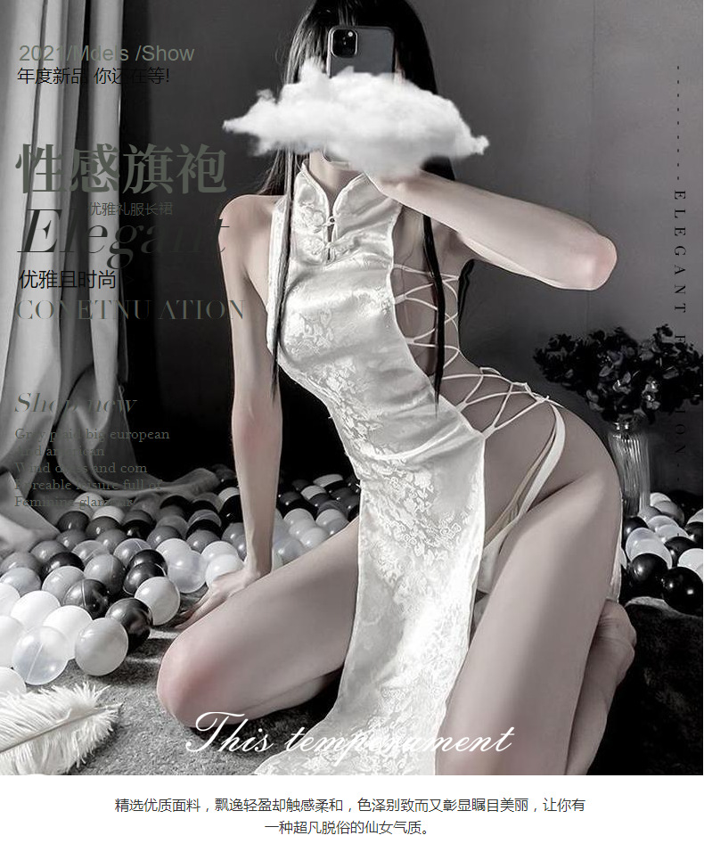 Sexy Qipao High Split Bandage Erotic Lingerie Adjustable Size Cheongsam Role Play Sex Play Lingerie For Sex Porn Long_voghion.com