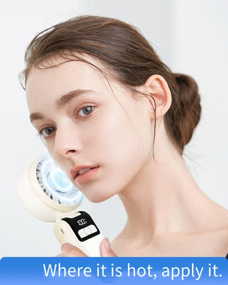 Nuovo mini ventilatore elettrico USB pieghevole da tavolo con luce notturna portatile per esterni e raffreddamento a ghiaccio a semiconduttore_voghion.com