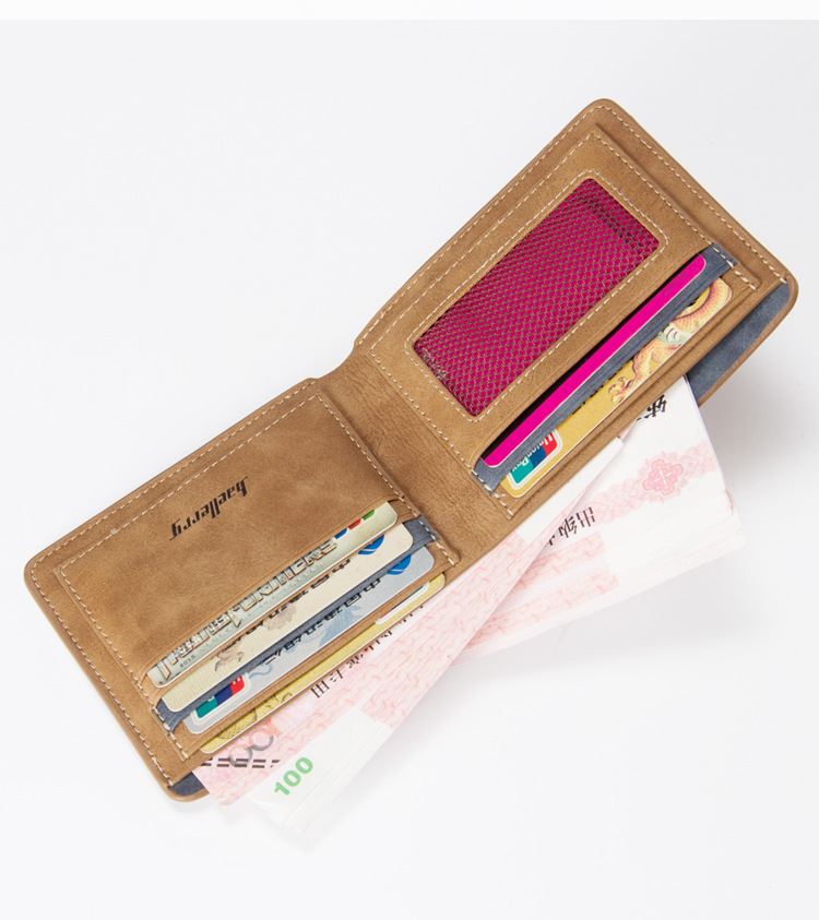 Men's wallet short student retro frosted two fold vertical new wallet_voghion.com