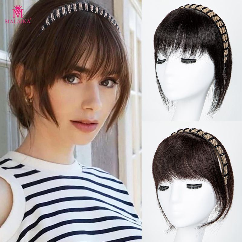Topper per capelli umani con frangia da donna Clip in frangia con fascia per capelli dritta per chignon di capelli diradati_voghion.com