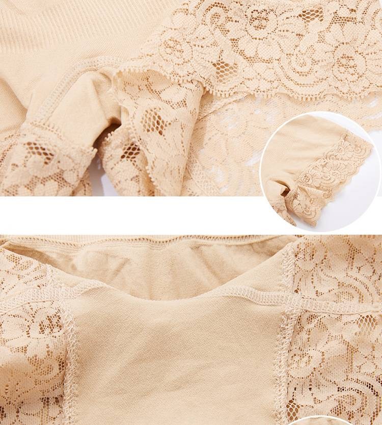 Women's lace high-waist-tucked underwear body shaping seamless anti-slip safety pants plus size_voghion.com