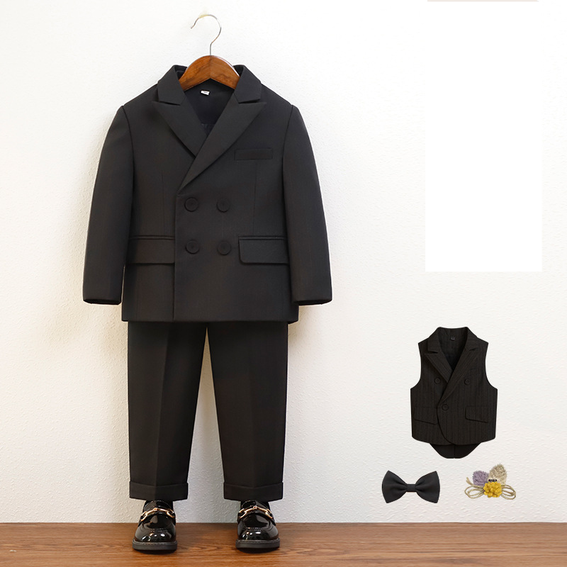Kinderkleidung Kinderkleid hübscher Junge Anzug Weste Anzug kleiner Junge Geburtstagsgastgeber Klavierkleid Leistungskostüm_voghion.com